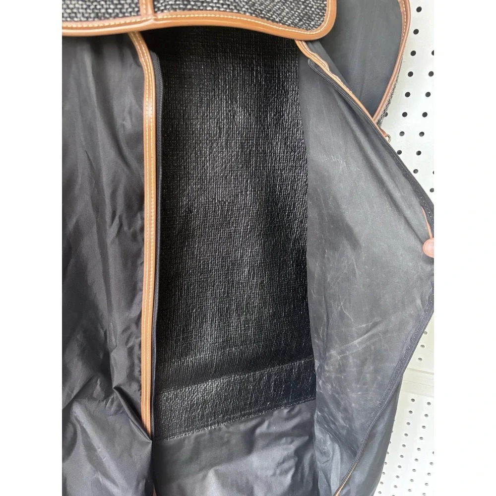 Vtg Oscar De La Renta Gray Black Tweed Folding Garment Bag Designer Luggage